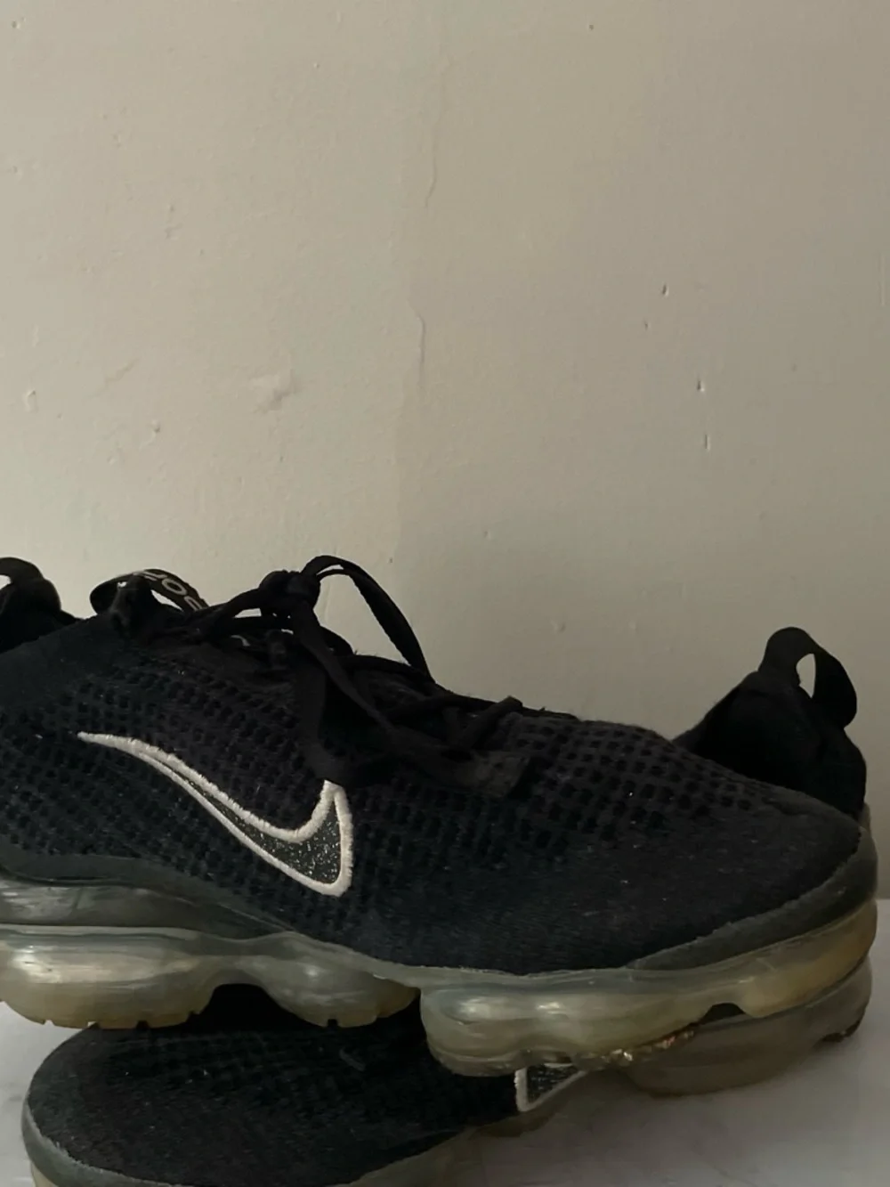 Nike Black Knit VaporMax Sneakers with White Swoosh